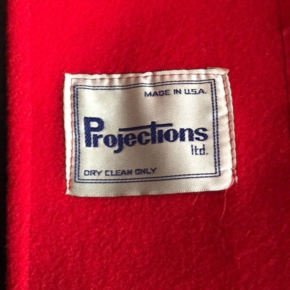PROJECTIONS LTD WOOL RED TRENCHCOAT LARGE - Picture 9 of 11
